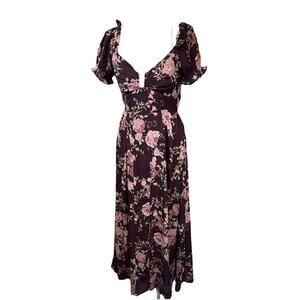 Crystal Sky Floral Long Semi Open Back Tie Back Dress Size S